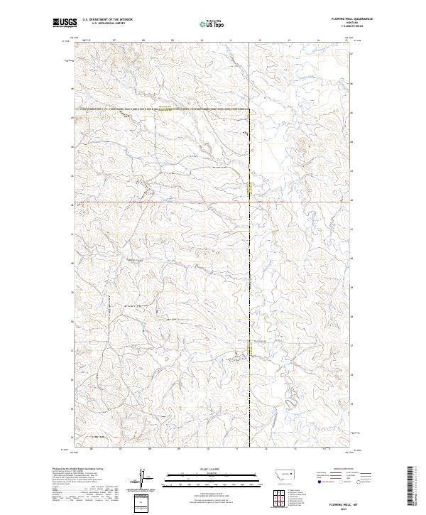 Flowing Well, MT — USGS 7.5-minute topo (2024)