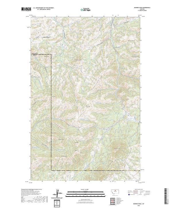 Bowery Peak, MT — USGS 7.5-minute topo (2024)