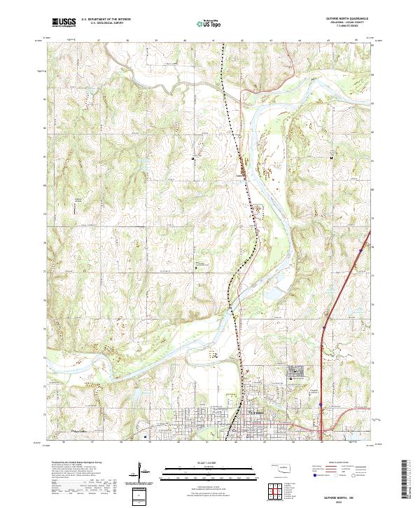 Guthrie North, OK — USGS 7.5-minute topo (2022)