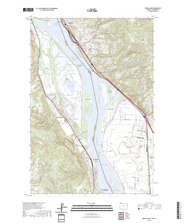 Deer Island, OR-WA — USGS 7.5-minute topo (2024)