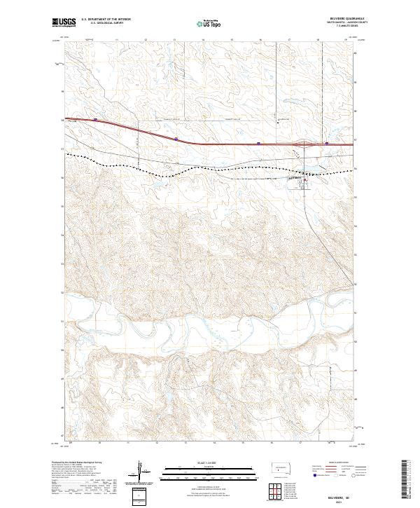Belvidere, SD — USGS 7.5-minute topo (2021)
