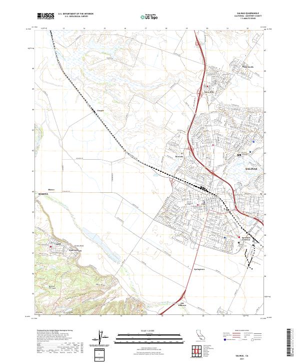 Salinas, CA — USGS 7.5-minute topo (2021)