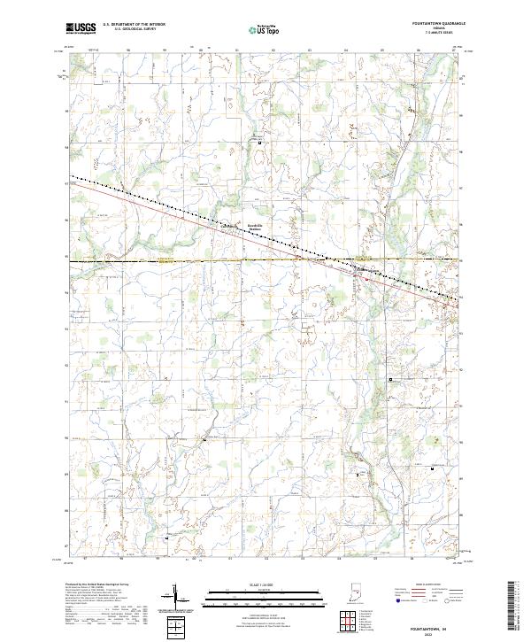 Fountaintown, IN — USGS 7.5-minute topo (2022)