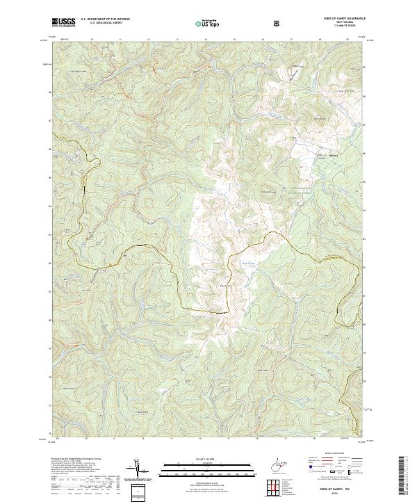 Sinks of Gandy, WV — USGS 7.5-minute topo (2023)