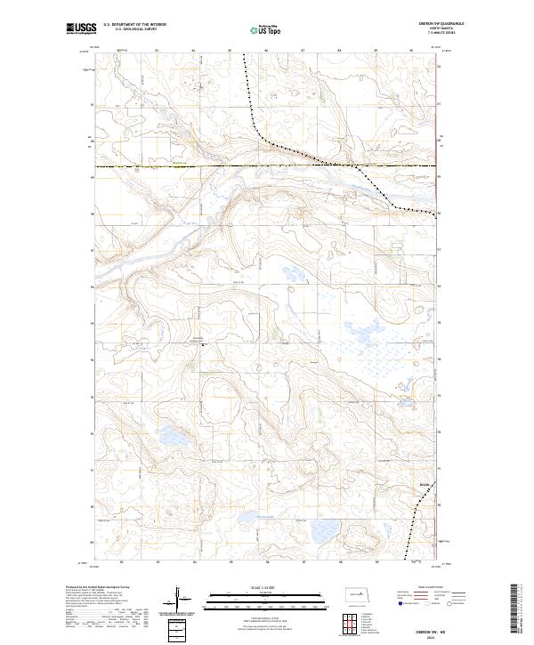 Oberon SW, ND — USGS 7.5-minute topo (2024)