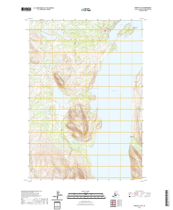 Kodiak D-3 SW, AK — USGS 7.5-minute topo (2021)