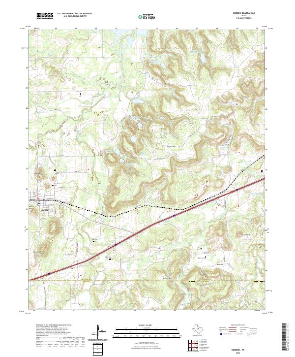 Gordon, TX — USGS 7.5-minute topo (2022)