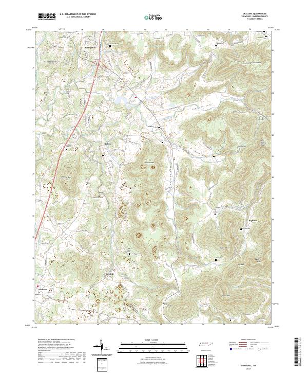 Okalona, TN — USGS 7.5-minute topo (2022)