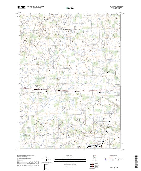 Butler West, IN — USGS 7.5-minute topo (2022)
