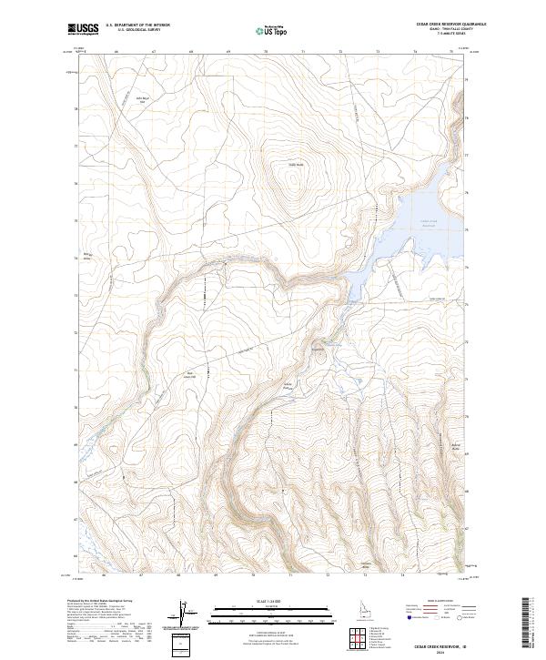 Cedar Creek Reservoir, ID — USGS 7.5-minute topo (2024)