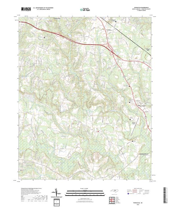 Powhatan, NC — USGS 7.5-minute topo (2022)