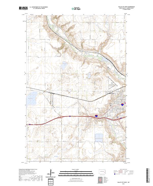 Valley City West, ND — USGS 7.5-minute topo (2024)