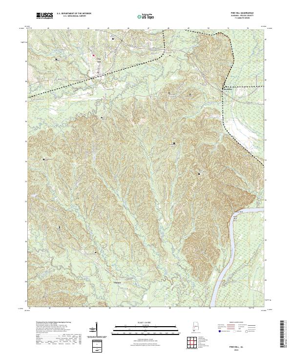 Pine Hill, AL — USGS 7.5-minute topo (2024)