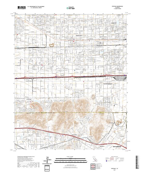 Fontana, CA — USGS 7.5-minute topo (2021)