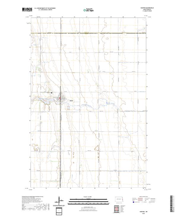 Hunter, ND — USGS 7.5-minute topo (2024)