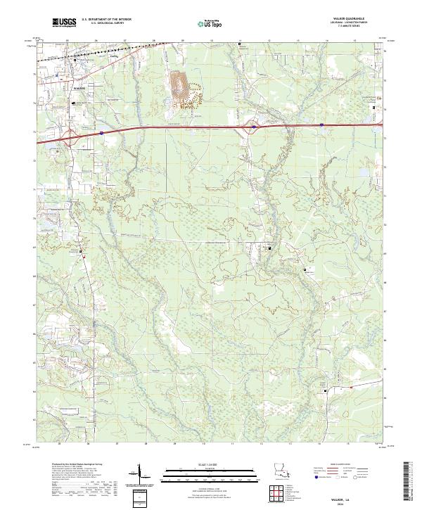 Walker, LA — USGS 7.5-minute topo (2024)