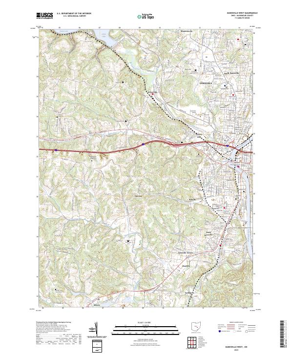 Zanesville West, OH — USGS 7.5-minute topo (2023)