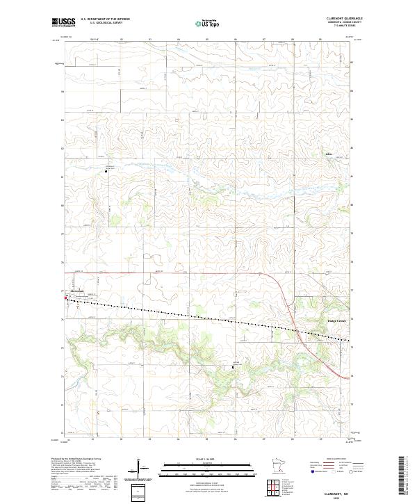 Claremont, MN — USGS 7.5-minute topo (2022)