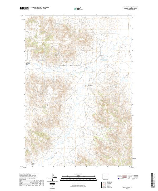 Oliver Draw, WY — USGS 7.5-minute topo (2021)