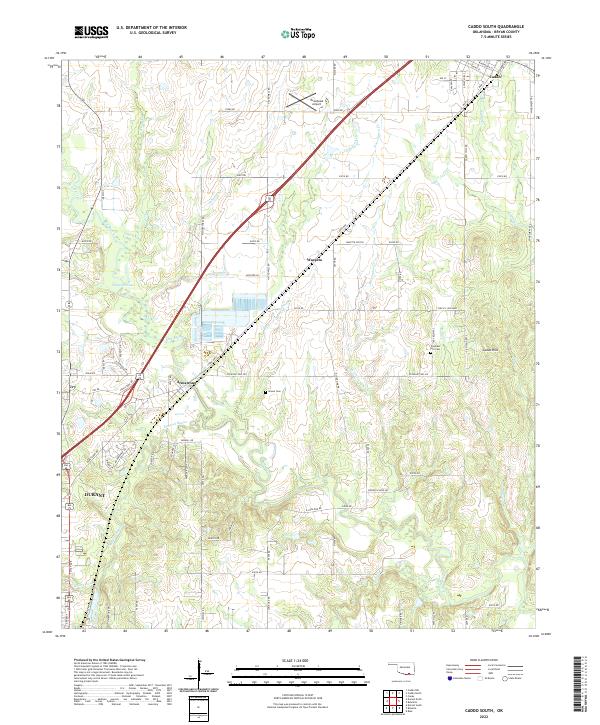 Caddo South, OK — USGS 7.5-minute topo (2022)