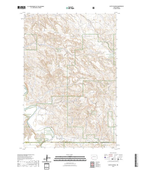 Cliffs Plateau, ND — USGS 7.5-minute topo (2024)