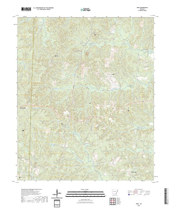 Troy, AR — USGS 7.5-minute topo (2024)