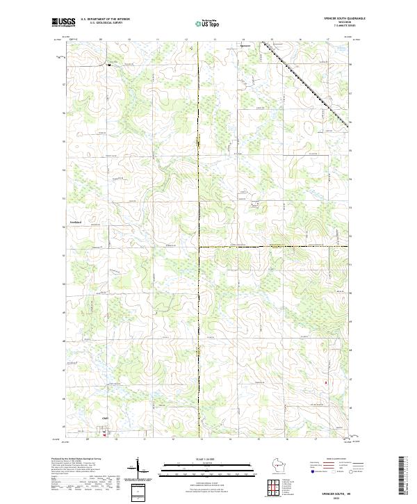Spencer South, WI — USGS 7.5-minute topo (2022)