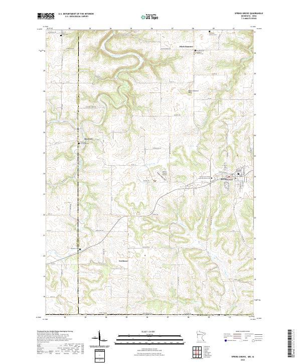 Spring Grove, MN-IA — USGS 7.5-minute topo (2022)