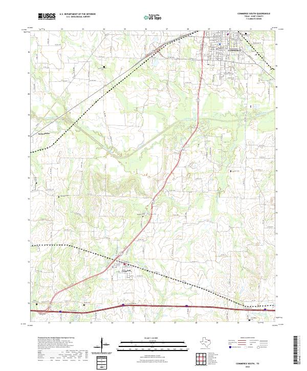 Commerce South, TX — USGS 7.5-minute topo (2022)
