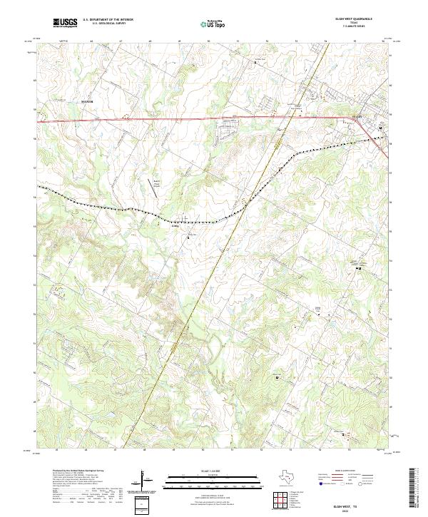 Elgin West, TX — USGS 7.5-minute topo (2022)