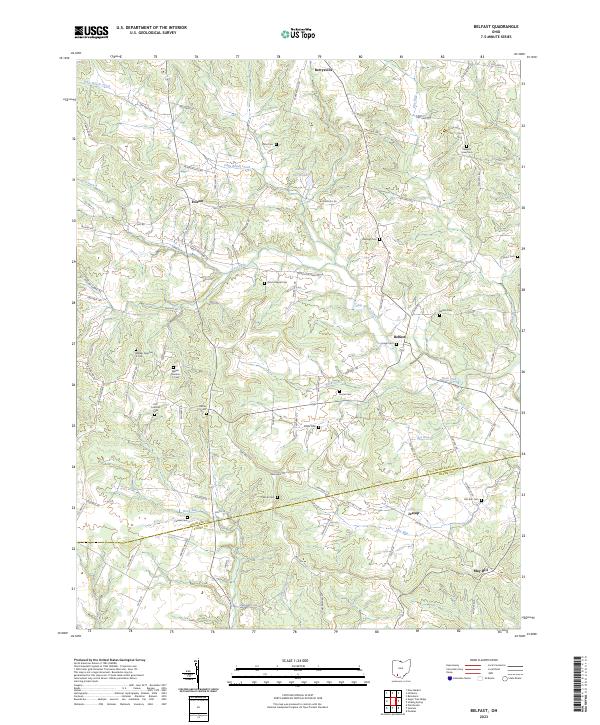 Belfast, OH — USGS 7.5-minute topo (2023)