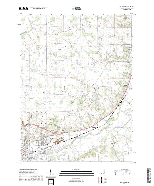 Huntington, IN — USGS 7.5-minute topo (2022)