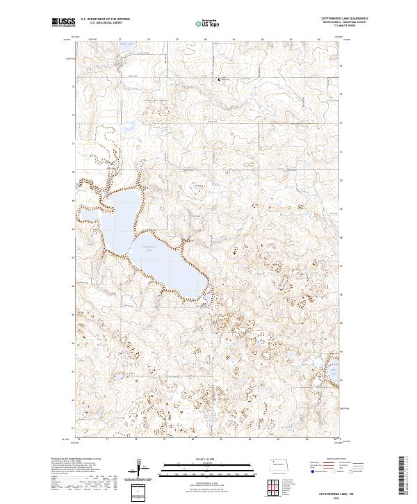 Cottonwood Lake, ND — USGS 7.5-minute topo (2024)
