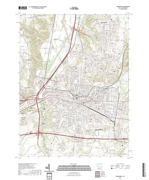 Springfield, OH — USGS 7.5-minute topo (2023)