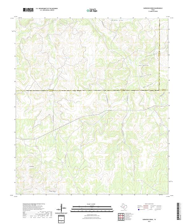Earwood Creek, TX — USGS 7.5-minute topo (2022)
