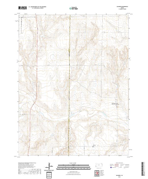 Elkader, KS — USGS 7.5-minute topo (2022)