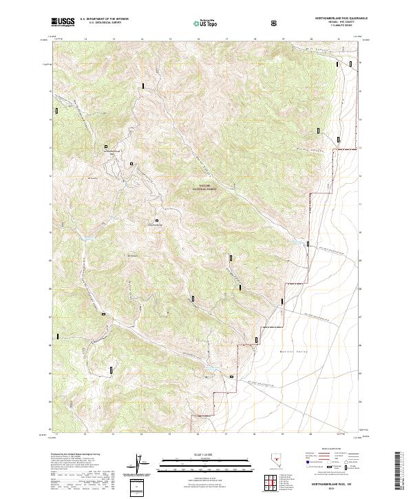 Northumberland Pass, NV — USGS 7.5-minute topo (2021)