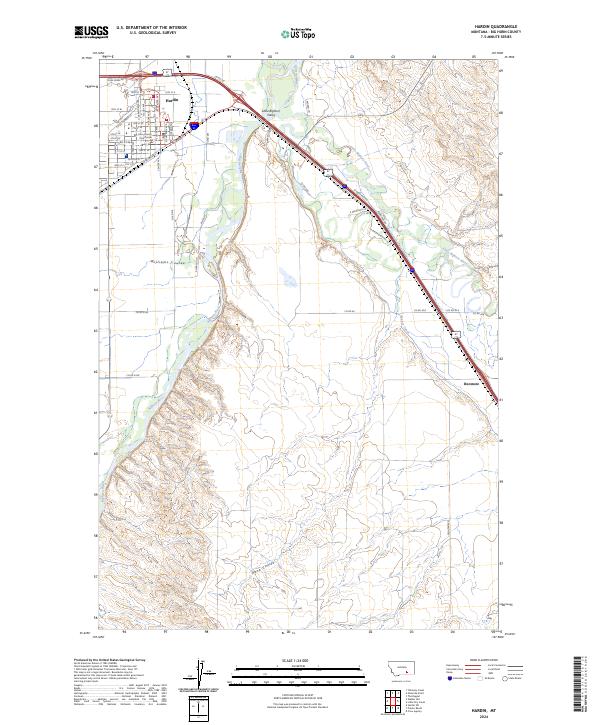 Hardin, MT — USGS 7.5-minute topo (2024)