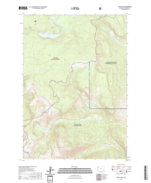 Survey Peak, WY — USGS 7.5-minute topo (2021)