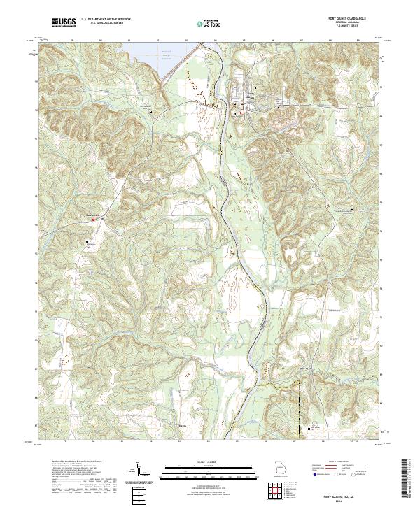 Fort Gaines, GA-AL — USGS 7.5-minute topo (2024)