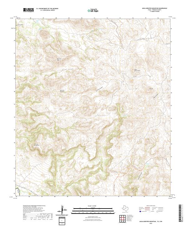 Agua Adentro Mountain, TX,CHH, US — USGS 7.5-minute topo (2022)