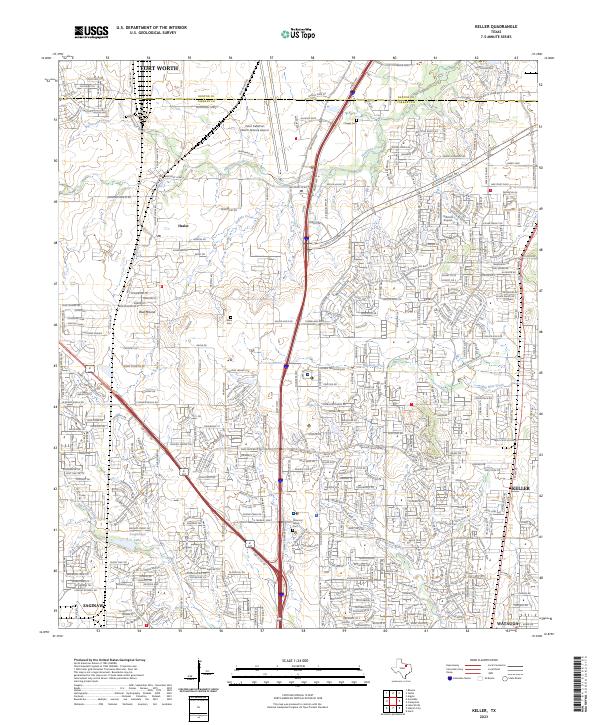 Keller, TX — USGS 7.5-minute topo (2023)