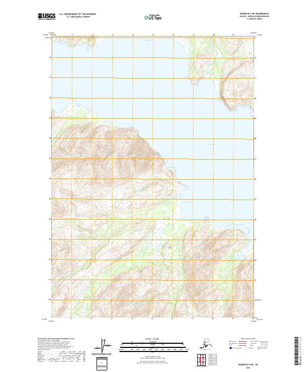 Kodiak B-3 NE, AK — USGS 7.5-minute topo (2021)