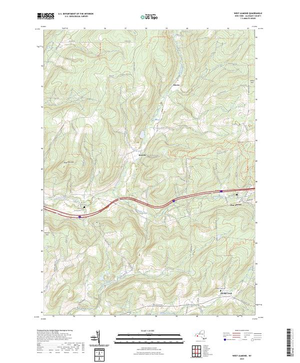 West Almond, NY — USGS 7.5-minute topo (2023)