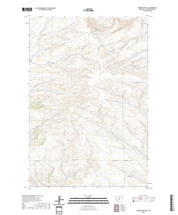 Lindemulder Hill, MT — USGS 7.5-minute topo (2024)