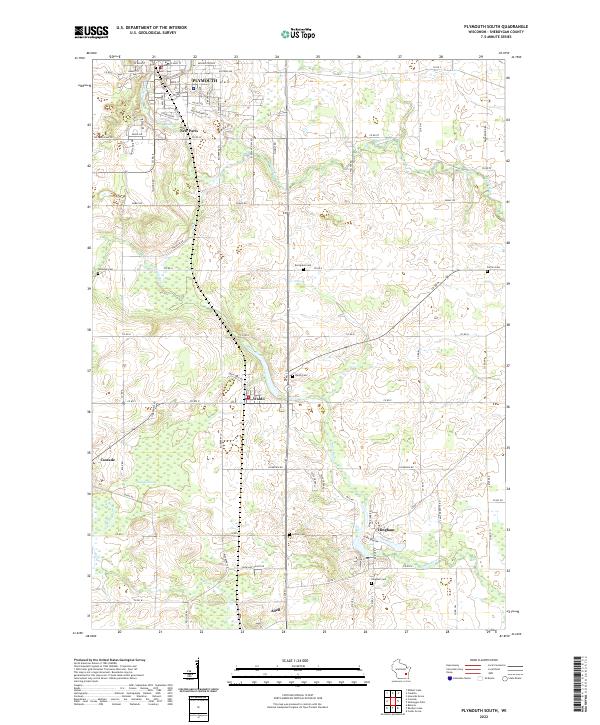 Plymouth South, WI — USGS 7.5-minute topo (2022)