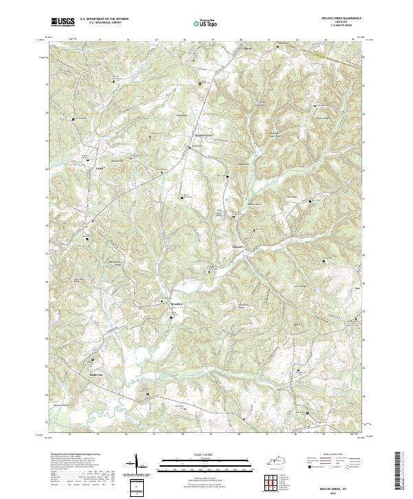 Welchs Creek, KY — USGS 7.5-minute topo (2022)