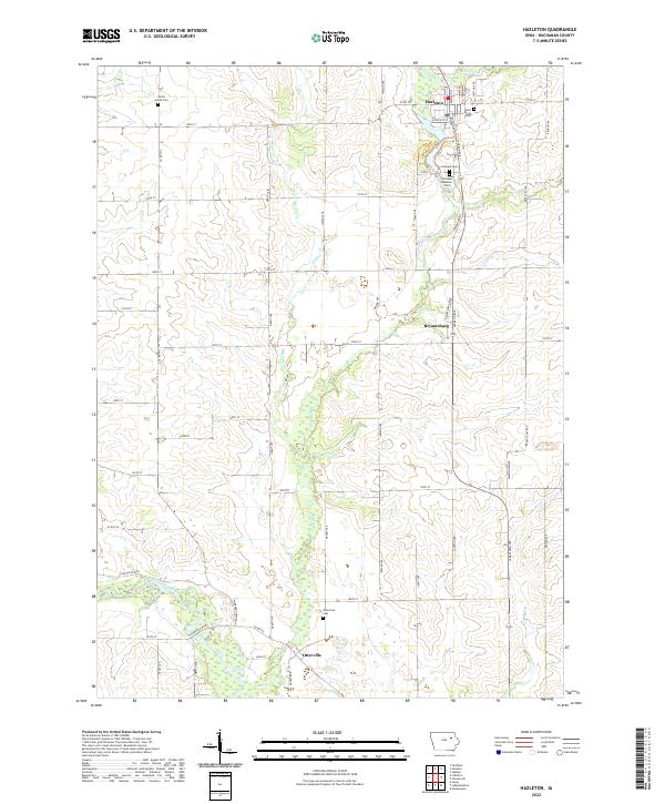 Hazleton, IA — USGS 7.5-minute topo (2022)