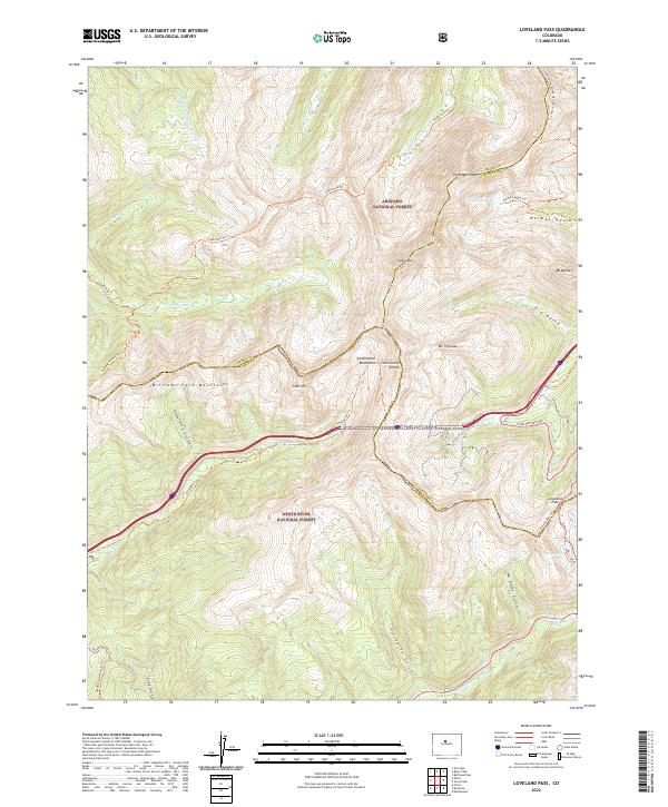 Loveland Pass, CO — USGS 7.5-minute topo (2022)