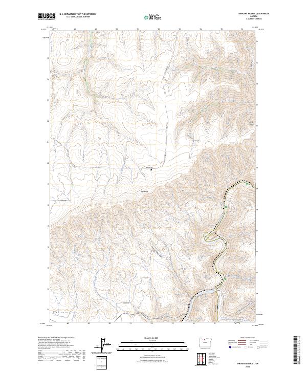 Sherars Bridge, OR — USGS 7.5-minute topo (2024)
